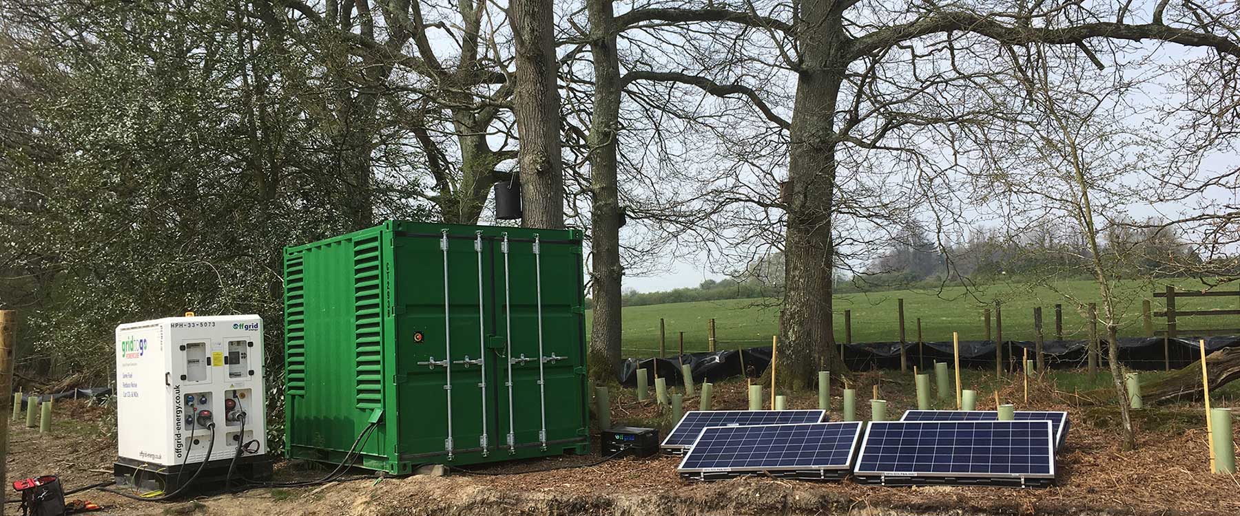 A hybrid generator connected to solar panels)
