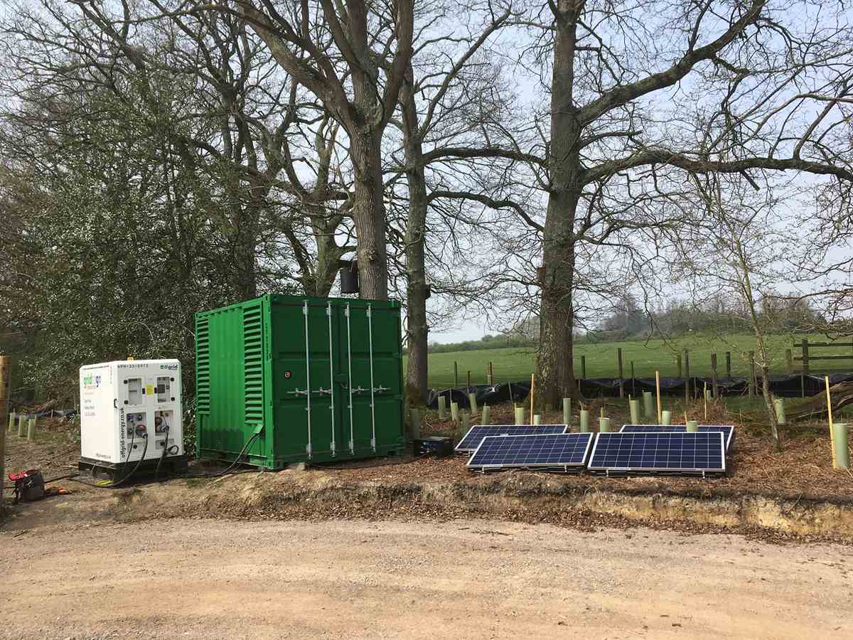A hybrid generator connected to solar panels