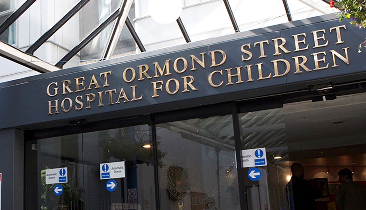 Outside Great Ormond Street hospital for children