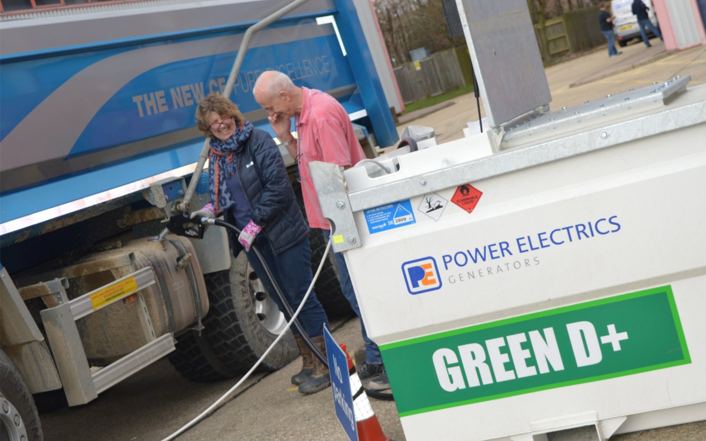 Green D+ fuel being shown to a customer