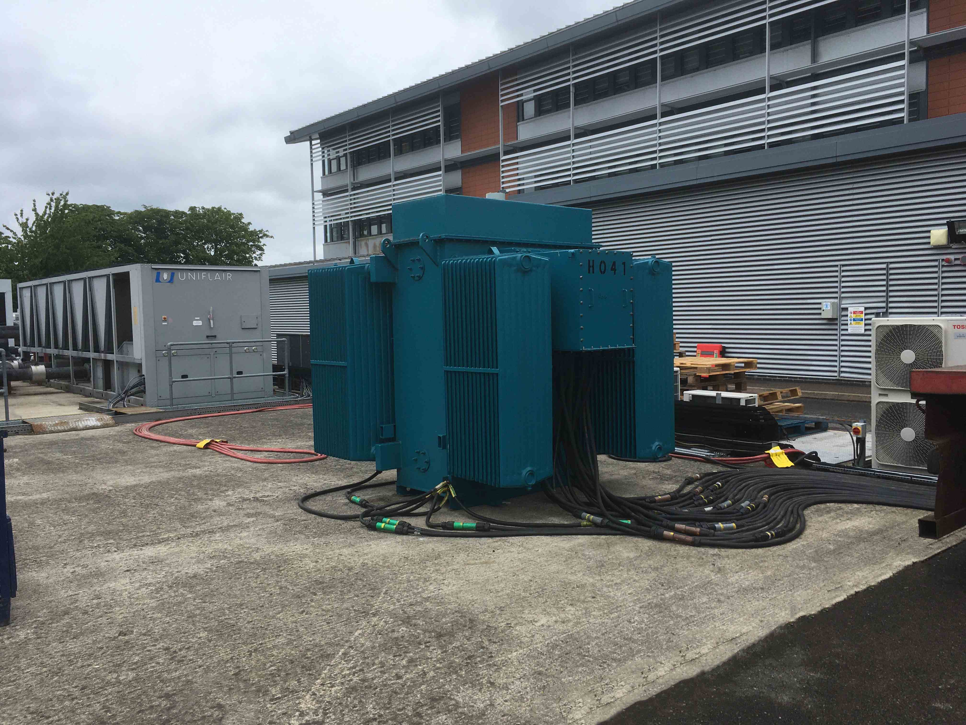 Transformer connected to generators