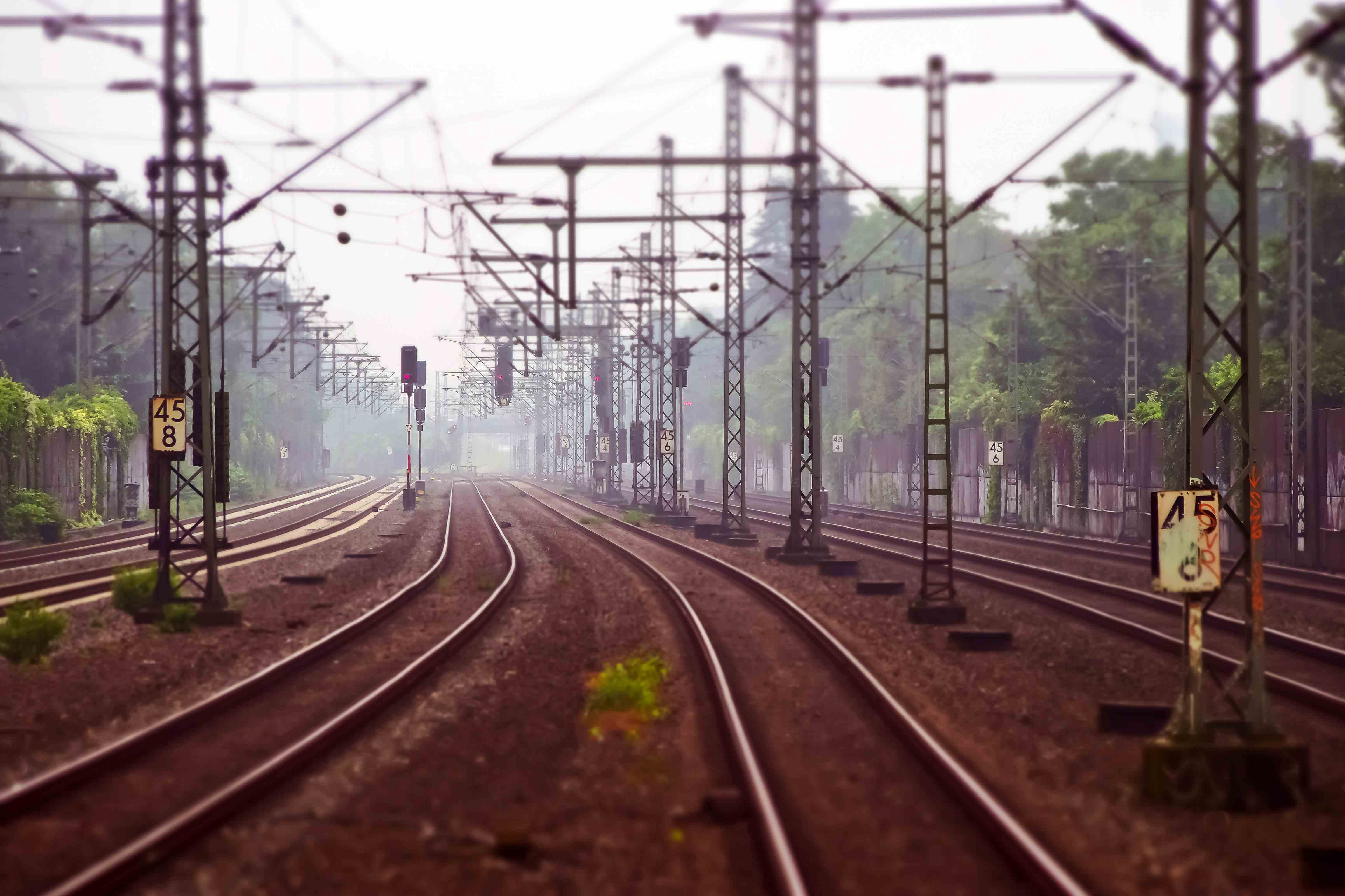 Train track with overhead power)